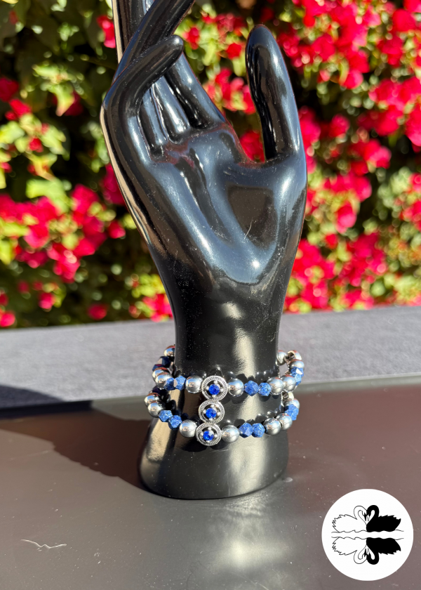 Blue Stack Bracelet w/ Silver Accents