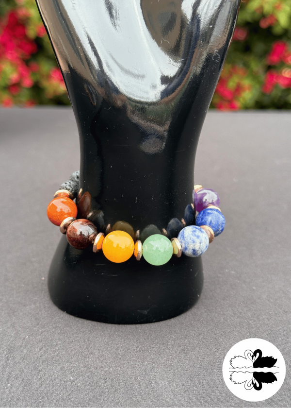 Large Chakra & Lava Stone Bracelet (w/ Spacers)
