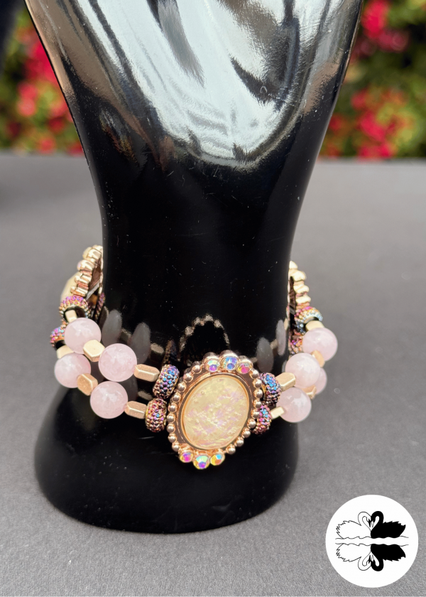 121 Rose Quartz Stacked Bracelet