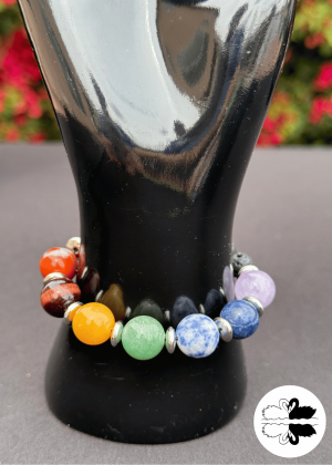 Large Chakra & Lava Stone Bracelet (w/ Spacers)