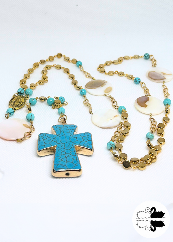 Turquoise, Sandstone & Gold Rosary