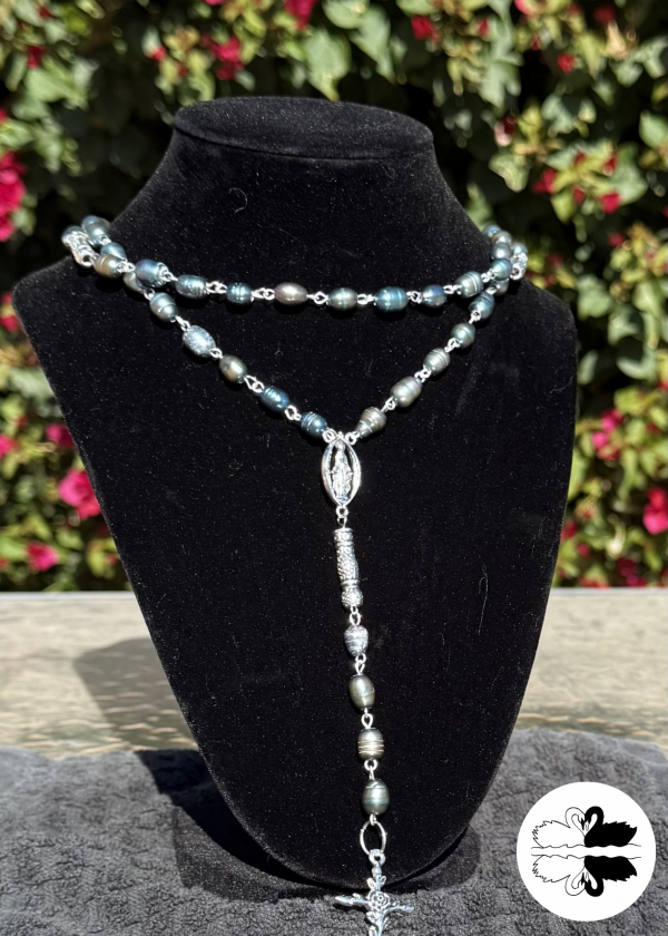 Blue Pearl & Silver Rosary