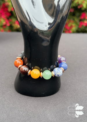 Large Chakra & Lava Stone Bracelet (w/ Spacers)