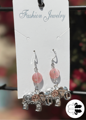 Pink Elephant Dangle Earrings