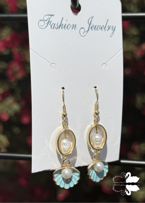 Pearl Drop w/ Shell Earrings