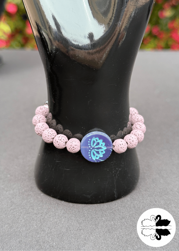 Chakra & Lava Stone Bracelet w/ Lotus Flower Bracelet