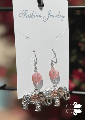 Pink Elephant Dangle Earrings