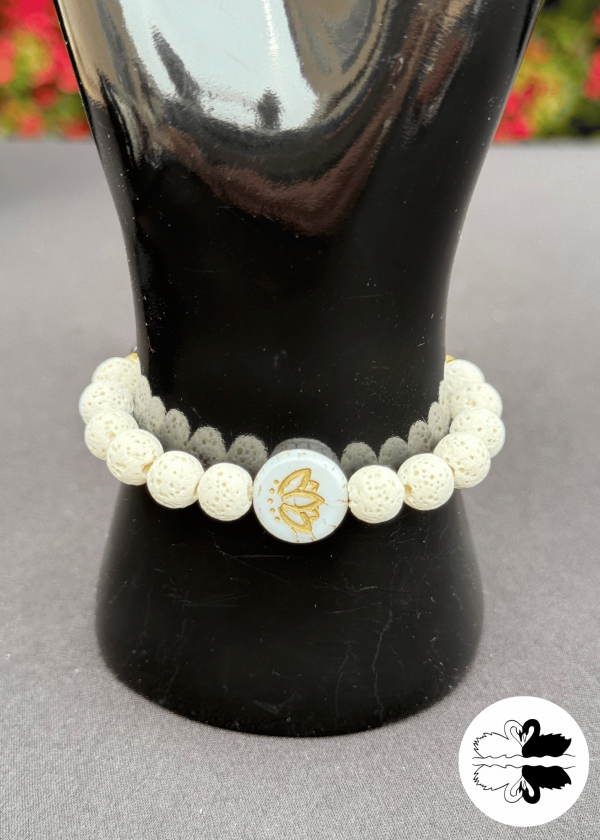 Chakra & Lava Stone Bracelet w/ Lotus Flower Bracelet