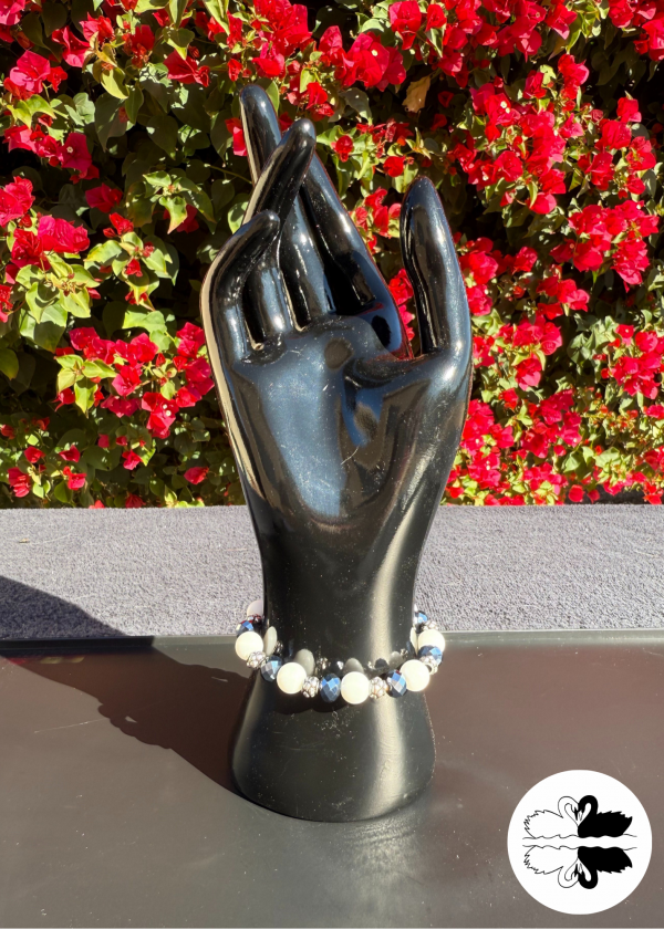 White Lava Stone & Silver Bracelet