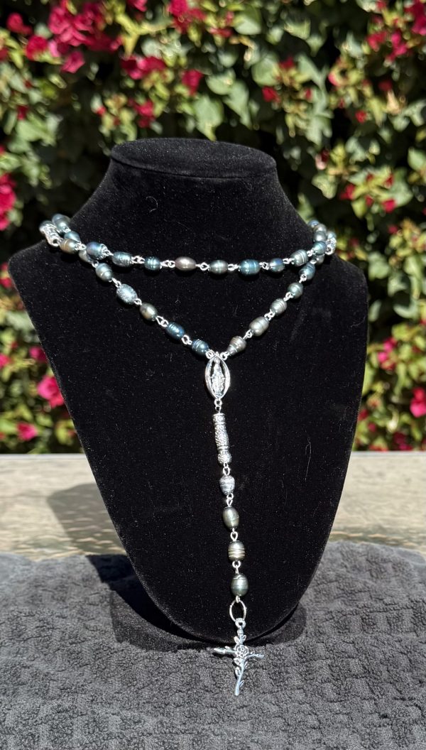 Blue Pearl & Silver Rosary