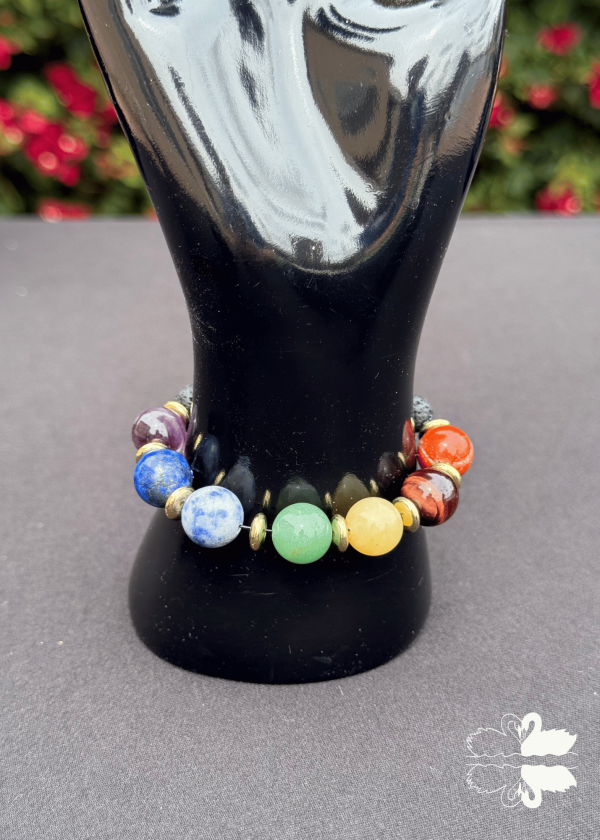 K1 Large Chakra & Lava Stone Bracelet (w/ Spacers)
