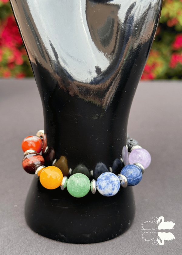 K2 Large Chakra & Lava Stone Bracelet (w/ Spacers)