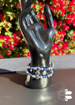 Blue Stack Bracelet w/ Silver Accents