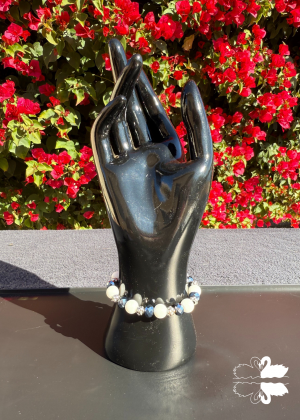 White Lava Stone & Silver Bracelet