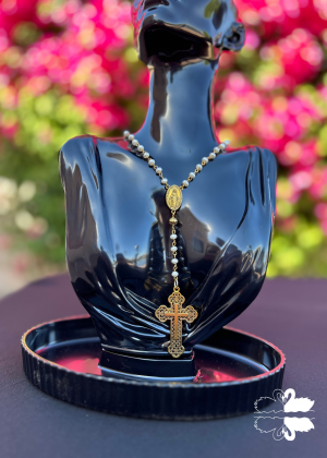 Antiqued Gold & Pearl Rosary