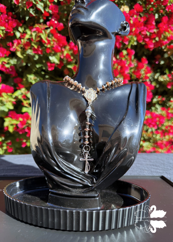 r6 Hematite & Silver Rosary