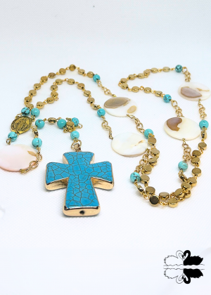 Turquoise, Sandstone & Gold Rosary